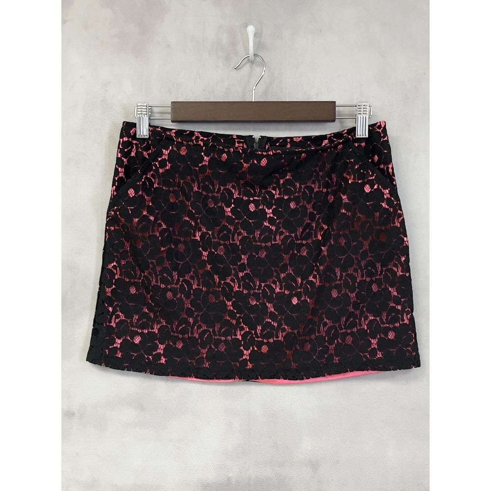 Y2K‎ Wet Seal Mini Skirt Size Small Black Lace Pink Indie Grunge Goth McBling